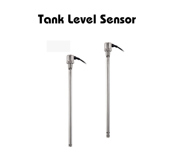 Tank Level Sensor - Two stainless steel tank level sensors with cables, used for measuring liquid levels in tanks